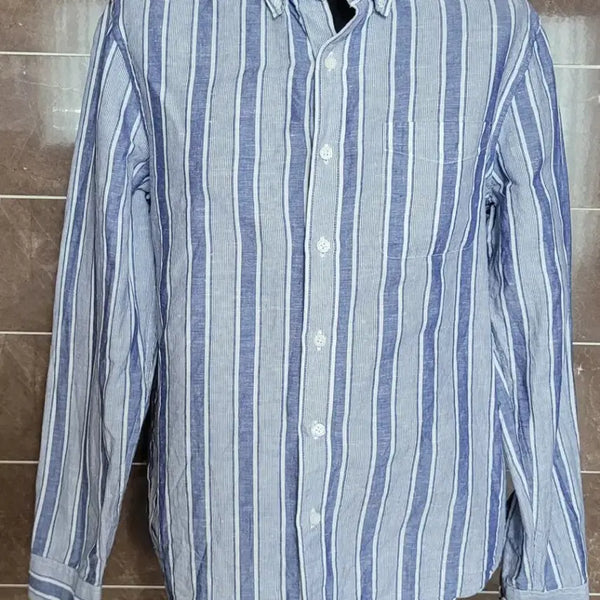 [BUNJANG] TOPTEN Striped Linen Blend Shirt / (남성100사이즈)TOPTEN 스트라이프 셔츠(마60%)