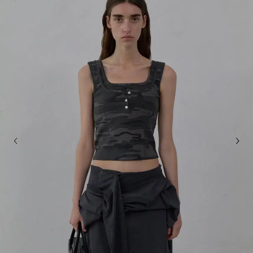 [BUNJANG] LCDC Double Layered Camo Tank Top (Dark Grey) / LCDC 카모나시