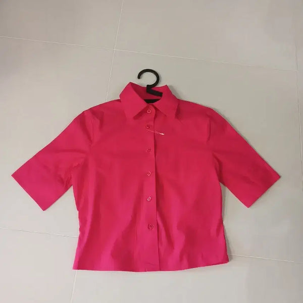 [BUNJANG] Benetton Short Sleeve Pink Shirt (Size S) / 베네통 셔츠 새 옷