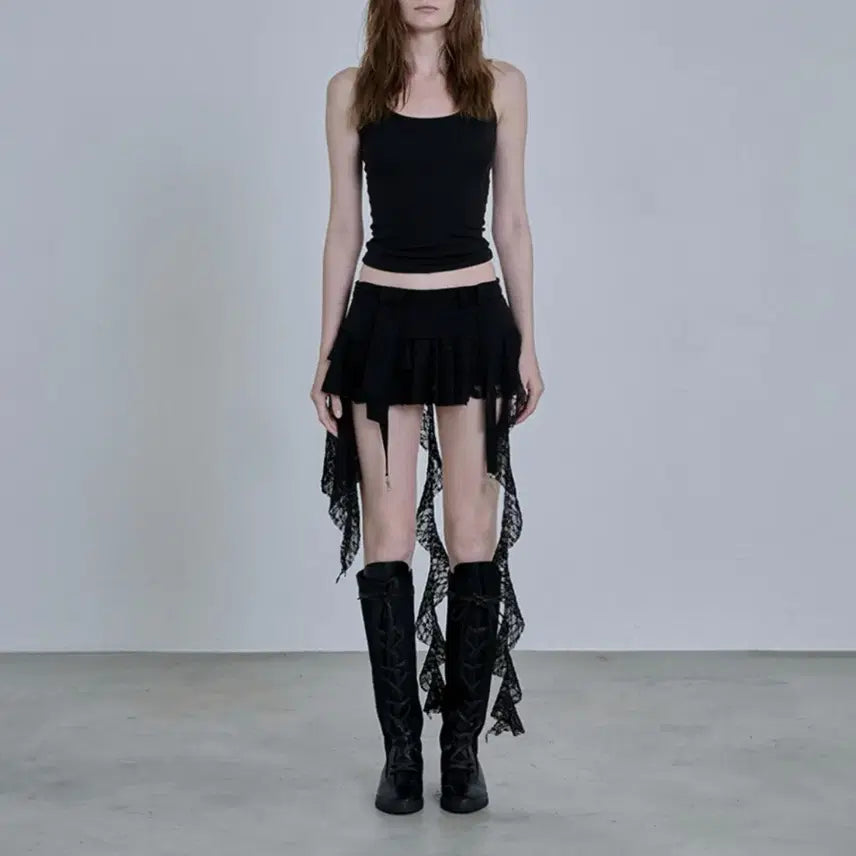 [BUNJANG] Odor Shape Veil Skirt Black / odor 오도어 쉐입 베일 스커트 블랙