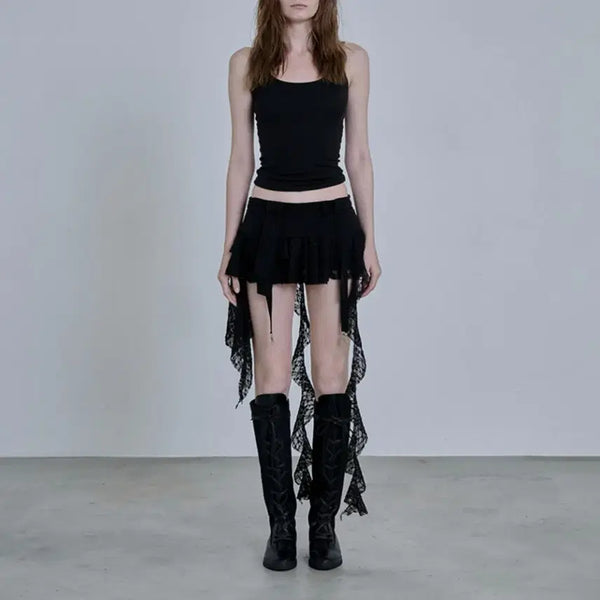 [BUNJANG] Odor Shape Veil Skirt Black / odor 오도어 쉐입 베일 스커트 블랙