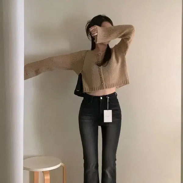 [BUNJANG] Girl's Recipe Highlight Washing Long Bootcut Denim Pants / 소녀레시피 키작녀 하이라이트 워싱 롱 부츠컷 데님팬츠