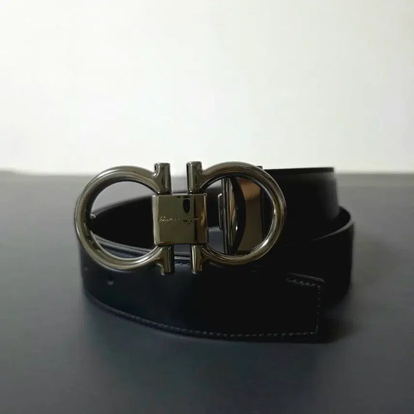 [BUNJANG] Salvatore Ferragamo Gancini Buckle Leather Belt Black / 페라가모 간치니 벨트 블랙