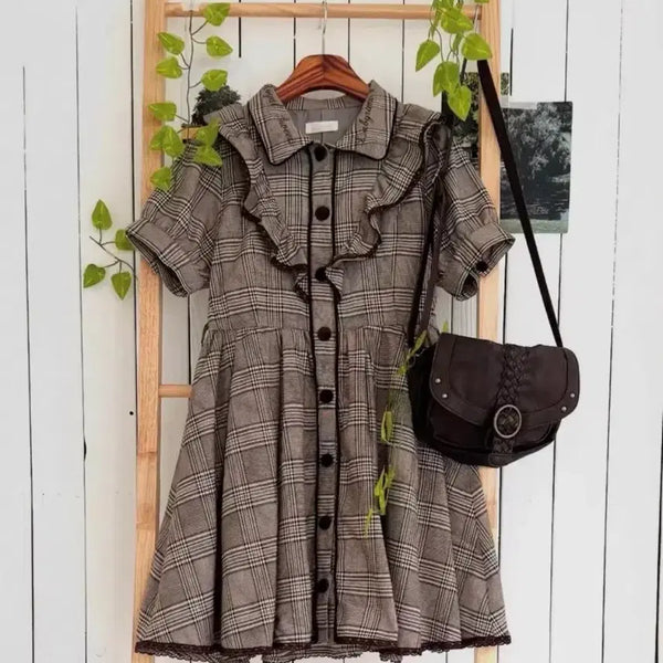 [BUNJANG] Lizlisa Check Short Sleeve Dress - Japanese Vintage / 리즈리사 체크 반팔 원피스 일본 빈티지 대장모리 초코쿠키 코코모리