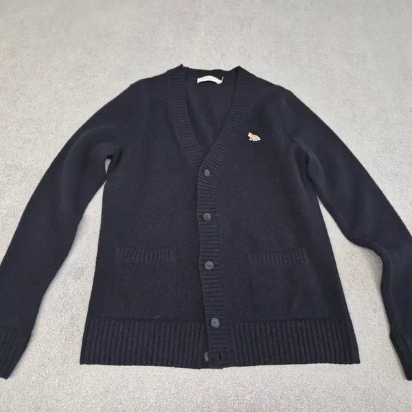 [BUNJANG] Maison Kitsuné Fox Embroidery Cardigan Black / 메종키츠네 폭스자수 가디건 블랙