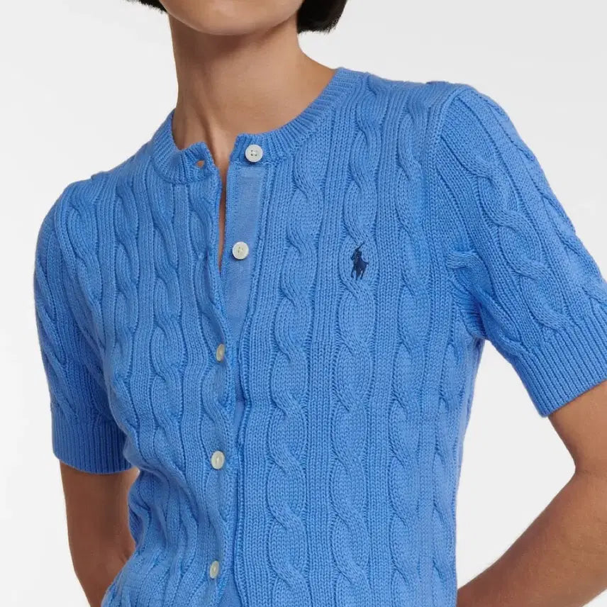 [BUNJANG] Polo Ralph Lauren Cable Knit Short Sleeve Cardigan / 폴로랄프로렌 케이블 니트 숏 슬리브 가디건