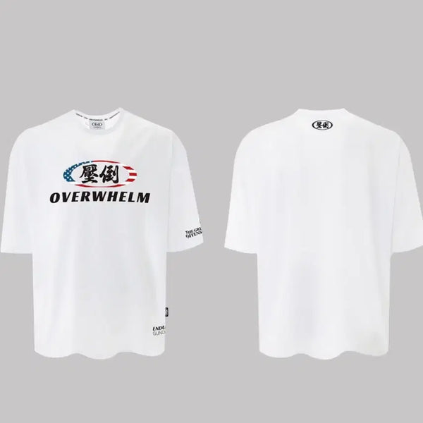 [BUNJANG] OVERWHLELM Short Sleeve T-Shirt White/Gray / 오버웰름 반팔 티셔츠 화이트,그레이 압도