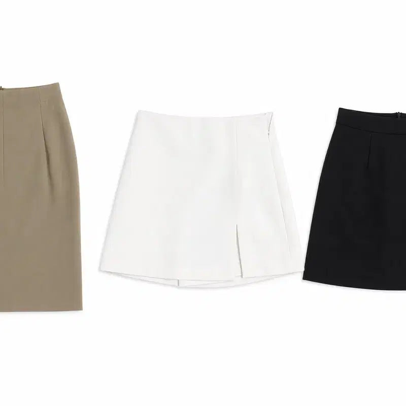 [BUNJANG] 3-Piece Set Simple H-Line Mini Skirt (Beige/White/Black) / 3개 세트 심플 H라인 미니 스커트 베이지/화이트/블랙