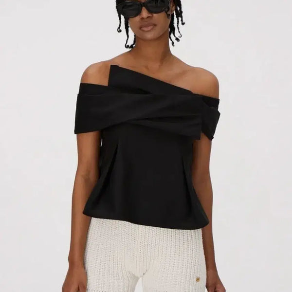 [BUNJANG] Recto Black Off-Shoulder Top / Recto 렉토 오프 숄더 탑