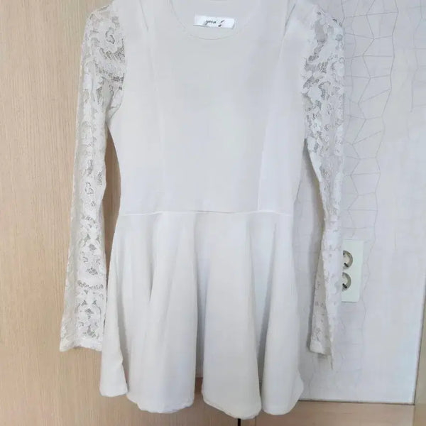 [BUNJANG] White See-Through Sleeve Dress / 화이트 시스루 소매 원피스