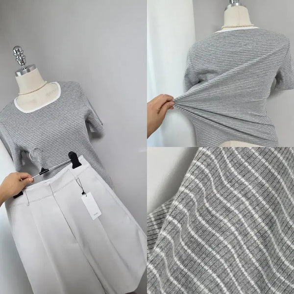 [BUNJANG] Striped Square T-Shirt / 새-쫀득 스퀘어 스트라이프티