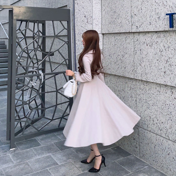 [BUNJANG] Mayyoon Signature Flare Coat Milk Tea / 메이윤 시그니처 플레어코트 밀크티