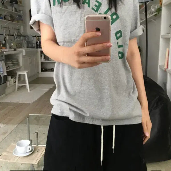 [BUNJANG] Peanuts Days Old Pocket T-shirt Gray / 피넛데이즈 올드 포켓 티셔츠 그레이