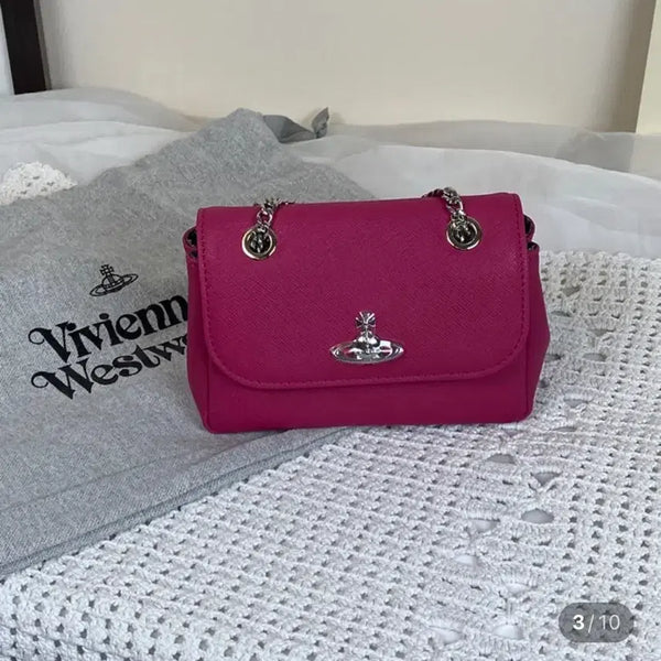 [BUNJANG] Vivienne Westwood New Mini Chain Crossbody Bag Fuchsia Magenta Pink / 비비안웨스트우드 뉴 미니 체인 크로스백 푸시아 마젠타 핑크 컬러