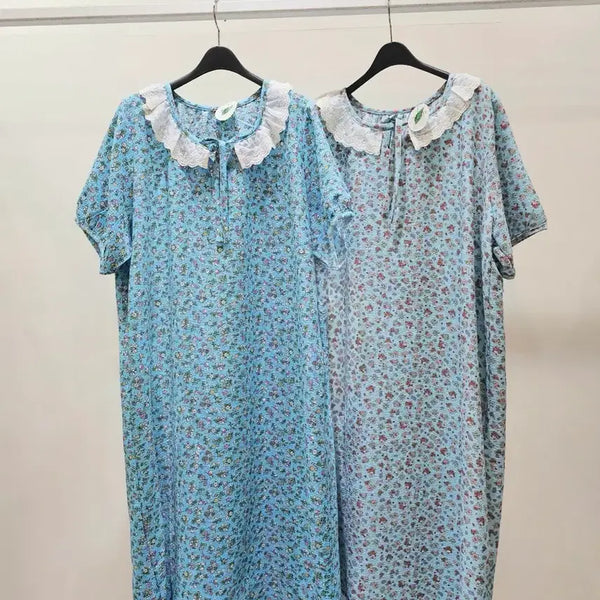 [BUNJANG] Rayon Lace Short-Sleeve Dress Set (2 Pieces) / 인조 인견 레이스 반팔 원피스 2벌