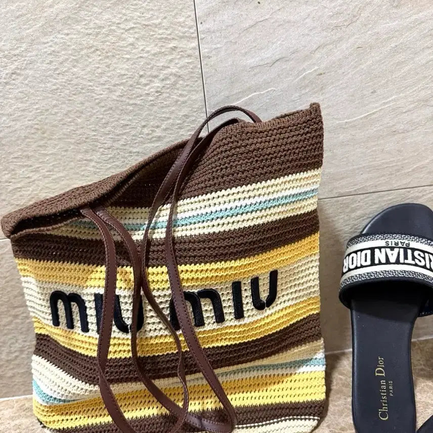 [BUNJANG] Raffia Woven Tote Bag Yellow / 라피아 토드백