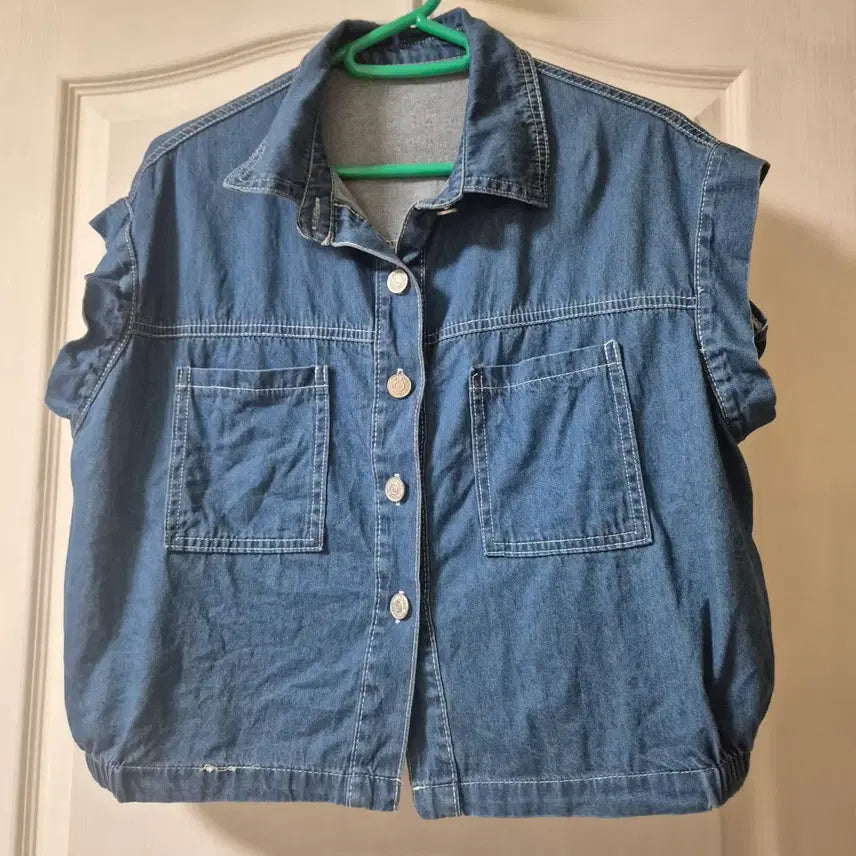 [BUNJANG] Cropped Denim Jacket Vest / 크롭 청자켓 베스트