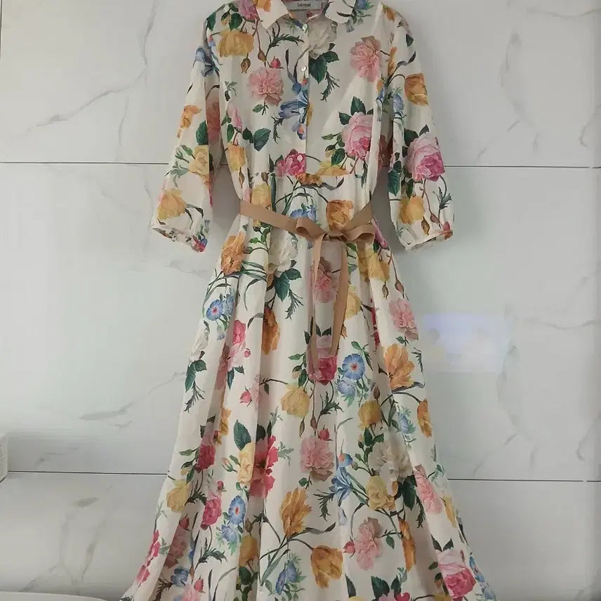 [BUNJANG] Max Mara Linen Flower Long Dress / 막스마라인트렌드 플라워 린넨 롱 원피스