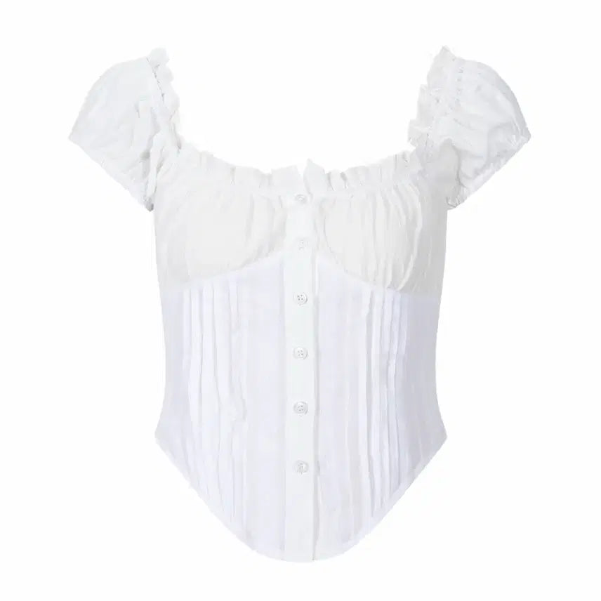 [BUNJANG] PLEASENOFALLOW Cindy Shirt Top (White) S / 플이즈노팔로우 Cindy Shirt Top (White) S 신디 셔츠 탑 (화이트)