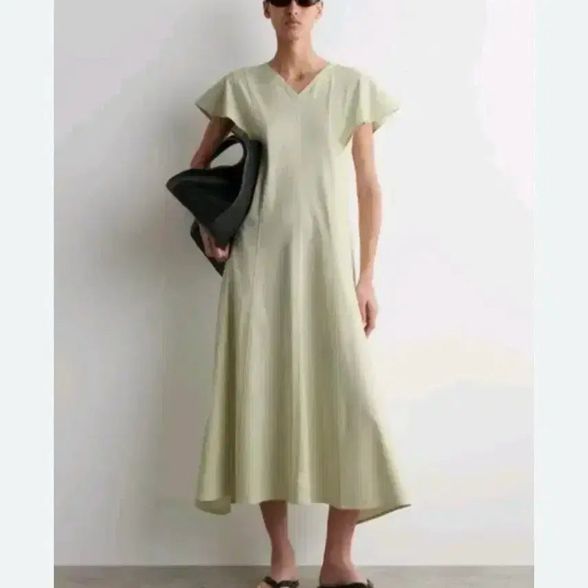 [BUNJANG] COS Petal Sleeve Cotton Maxi Dress - Light Green (M) / COS 코스 25년 페탈 슬리브 코튼 맥시 드레스 롱원피스 M