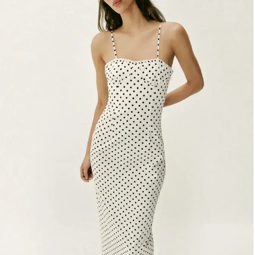 [BUNJANG] Zara Polka Dot Corset Midi Dress / 자라 코르셋 도트 미디 원피스 S, M