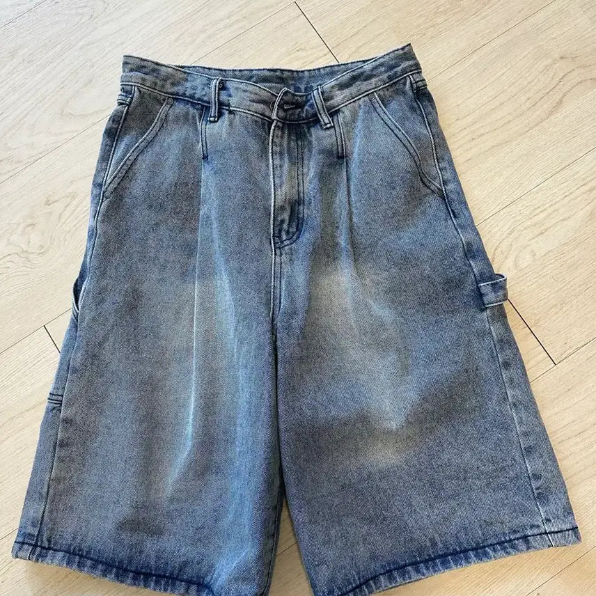[BUNJANG] Dimitri Black Bio-Washed Carpenter Bermuda Denim Pants - Light Blue (Size 30) / [30] 디미트리블랙 바이오워싱 카펜터 버뮤다 데님 팬츠_라이트블루
