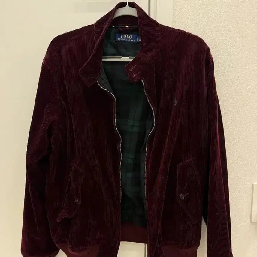 [BUNJANG] Polo Ralph Lauren Corduroy Harrington Jacket Burgundy L / 폴로 랄프로렌 코듀로이 바라쿠타 자켓 버건디 L