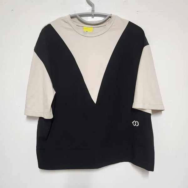 [BUNJANG] Lucky Chouette Oversized Two-tone Round Neck / 정품 럭키슈에뜨 오버핏 투톤 라운드