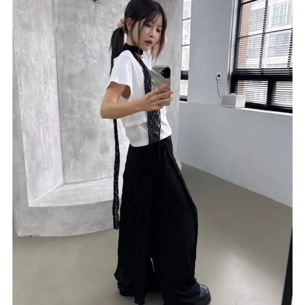 [BUNJANG] Wrinkle Pleats Layered Pants Skirt / 링클 플리츠 레이어드 팬츠 스커트