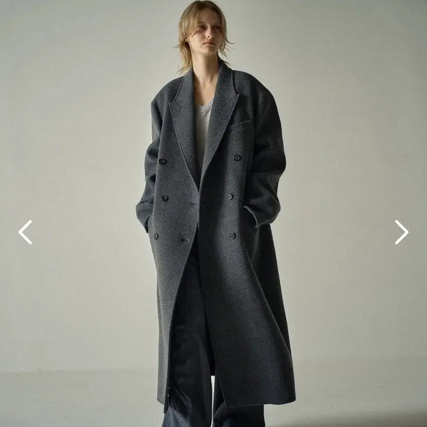 [BUNJANG] Passage Pattern Cashmere Double Coat Charcoal XS / 파사드패턴 캐시미어 더블 코트 xs 차콜