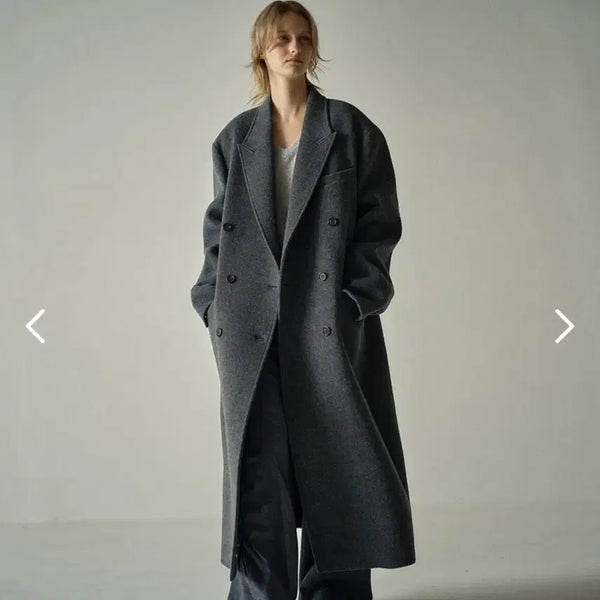 [BUNJANG] Passage Pattern Cashmere Double Coat Charcoal XS / 파사드패턴 캐시미어 더블 코트 xs 차콜