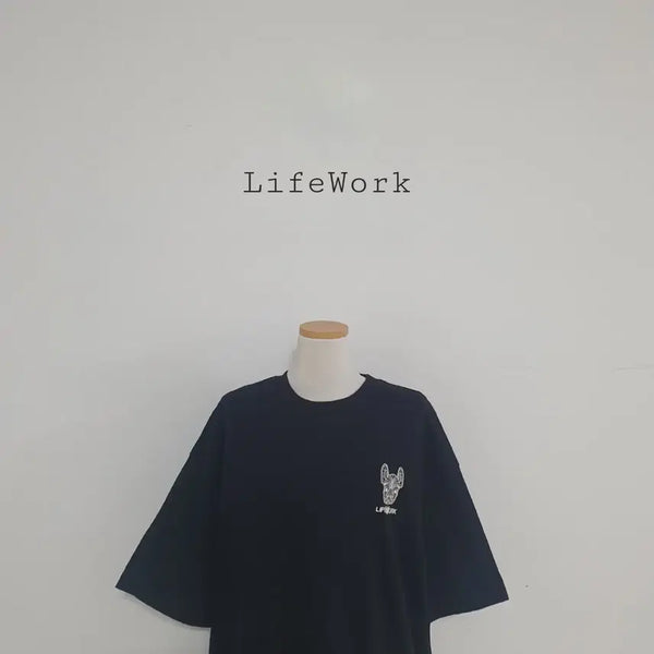 [BUNJANG] Life Work Logo Short Sleeve T-Shirt Black / No.26072707 라이프워크 로고 반팔티 블랙