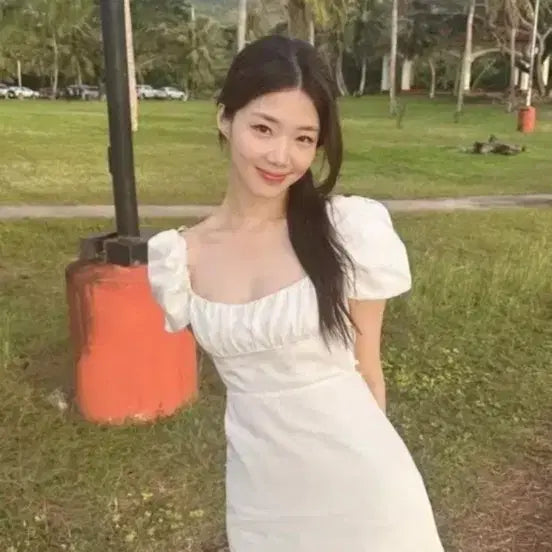 [BUNJANG] ZARA Puff Sleeve Square Neck Midi Dress / 자라 퍼프소매 원피스
