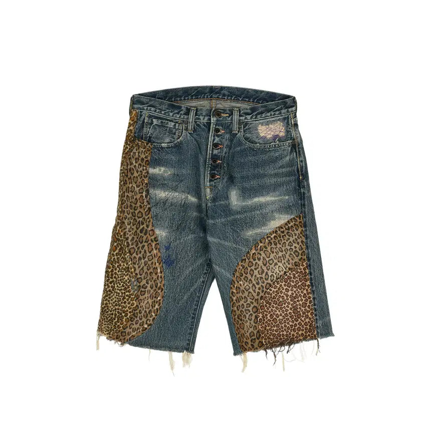 [BUNJANG] Capital Remake Leopard Print Denim Shorts Size 3 / [3] 캐피탈 리메이크 데님 쇼츠 레오파드