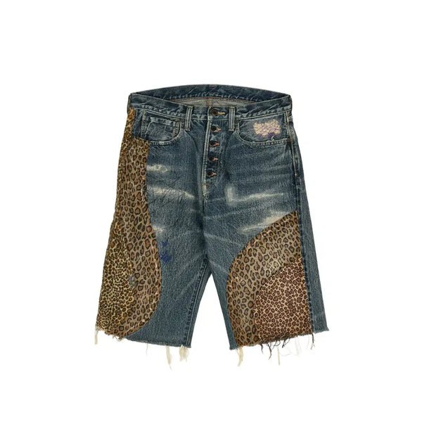 [BUNJANG] Capital Remake Leopard Print Denim Shorts Size 3 / [3] 캐피탈 리메이크 데님 쇼츠 레오파드