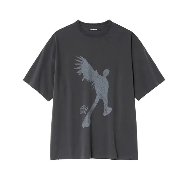 [BUNJANG] HAECHING ROOM Broken Angel T-Shirt Charcoal / [4] 해칭룸 broken angel 반팔 차콜