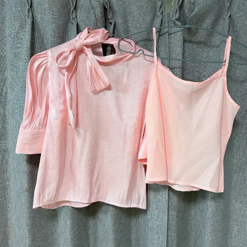 [BUNJANG] Noir Nine Satin Blouse and Camisole Set / 느와르나인 새틴 블라우스 나시세트