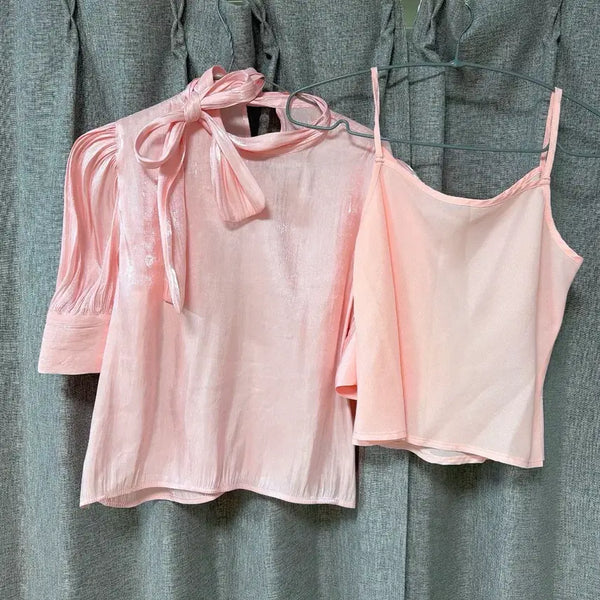 [BUNJANG] Noir Nine Satin Blouse and Camisole Set / 느와르나인 새틴 블라우스 나시세트
