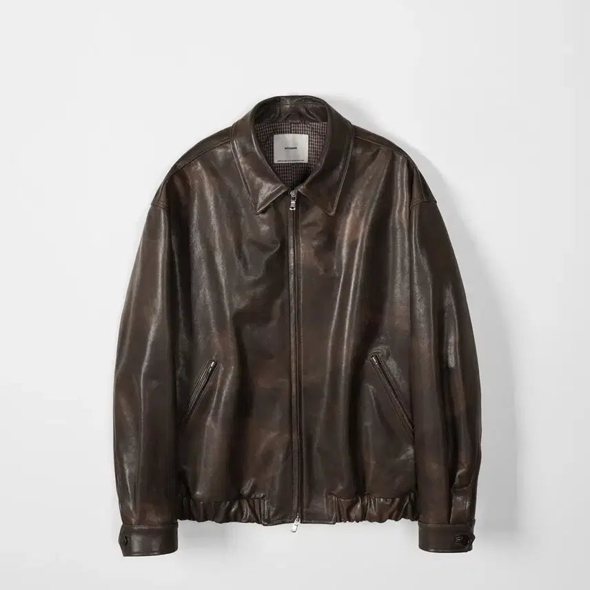 [BUNJANG] INDROUGH Adrian Leather Blouson (Patina Brown, Size 2) / 인더로우 아드리안 레더 블루종 (파티나브라운, 2)