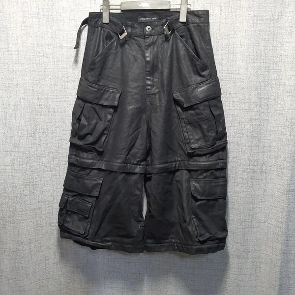 [BUNJANG] Project G/R Black Coating Convertible Pocket Cargo Pants Black Size 1 / 프로젝트 G/R 블랙코팅 컨버터블 포켓 카고 팬츠 블랙 1