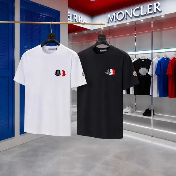 [BUNJANG] Moncler Embroidered Tricolor Logo Cotton T-Shirt / 몽클레르 자수 트라이컬러 로고 코튼 티셔츠