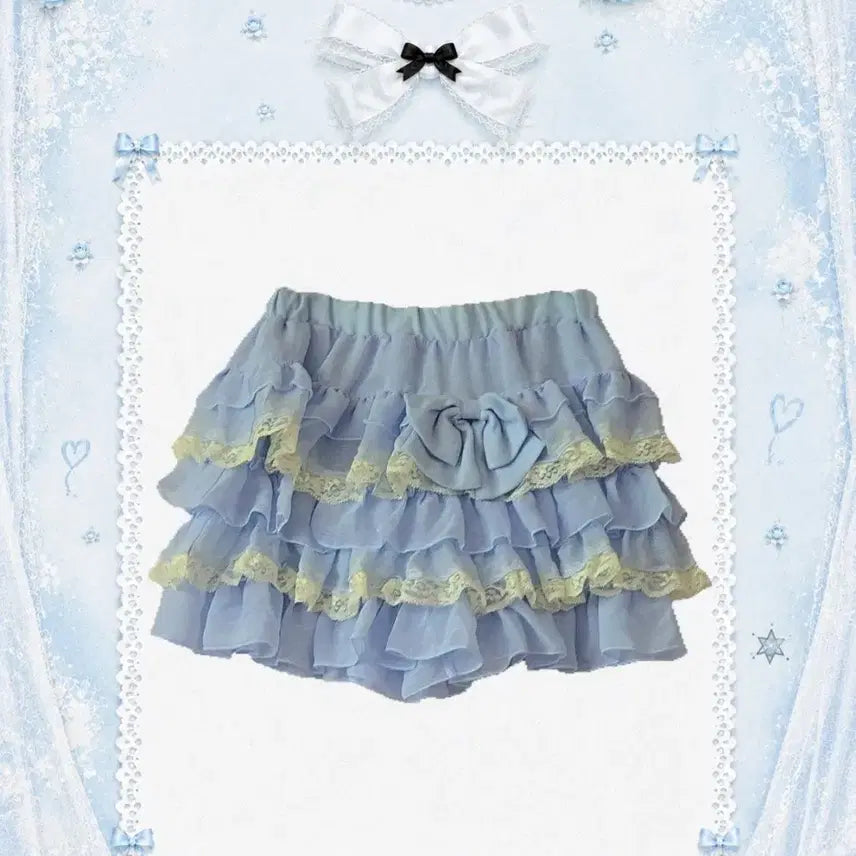 [BUNJANG] Japanese Vintage Blue Frill Culottes / 일본빈티지 블루 캉캉 프릴 큐롯
