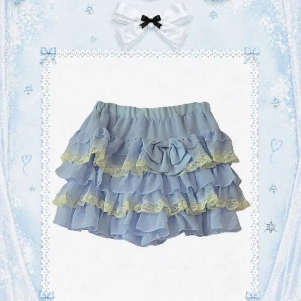 [BUNJANG] Japanese Vintage Blue Frill Culottes / 일본빈티지 블루 캉캉 프릴 큐롯