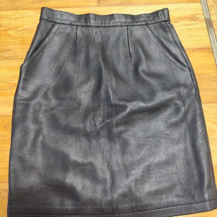 [BUNJANG] Black Real Lambskin Leather Skirt / 블랙 리얼 양가죽 레더 스커트