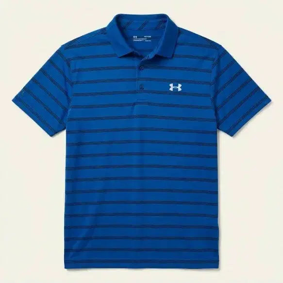 [BUNJANG] Under Armour Men's Striped Golf Polo Shirt - Blue, Size L / 언더아머 남성 골프 폴로티 L 블루 스트라이프
