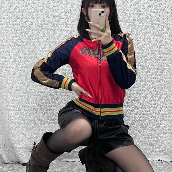 [BUNJANG] BON THE CH Recipe Y2K 90s Racing Varsity Zip-Up Jacket M / 본더치 레트로 Y2K 90's 레이싱 바시티 져지 집업 M C13472