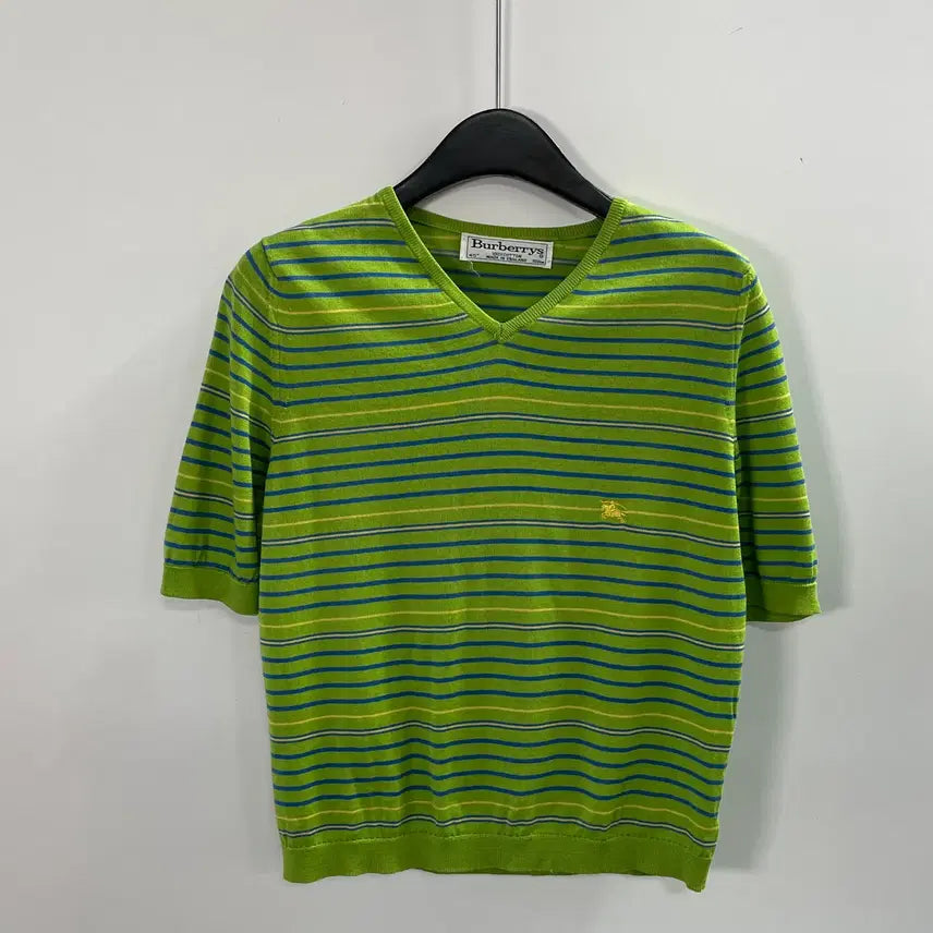 [BUNJANG] Burberry Women's Striped Short-Sleeve Knit Top / 버버리 우먼스 스트라이프 반팔 니트 (on.1539)
