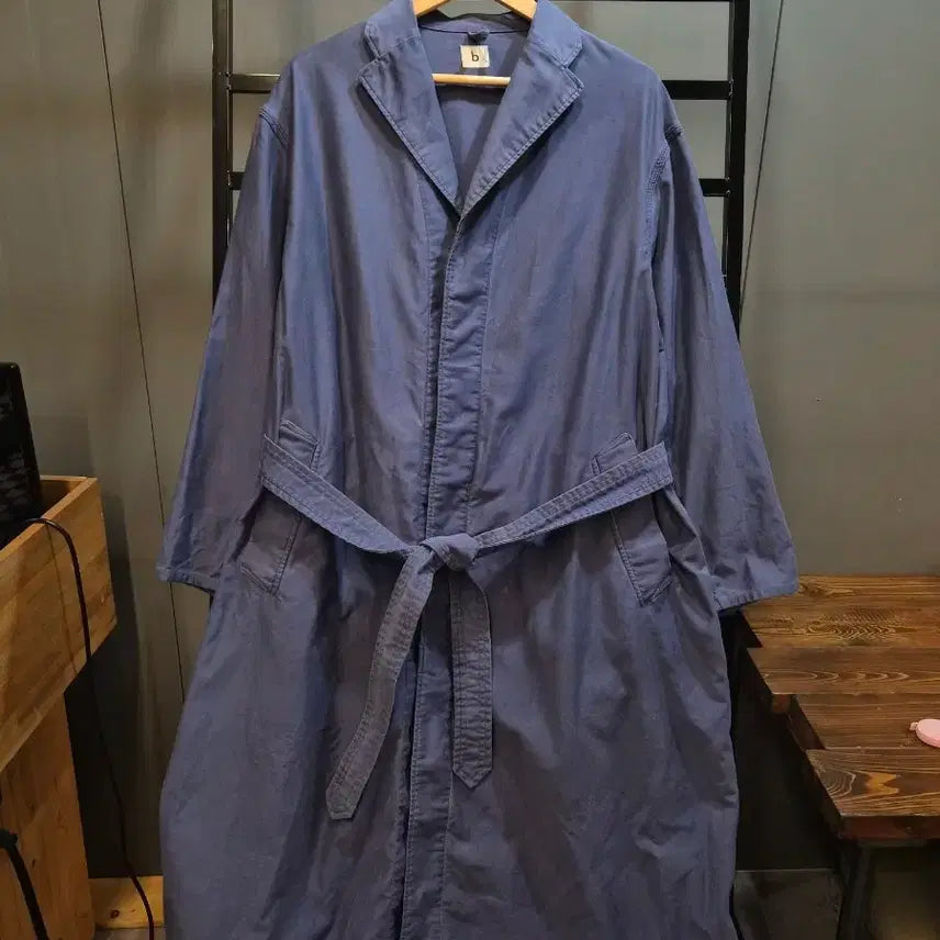 [BUNJANG] Blurhms Rootstock Cotton Belted Long Coat Navy / [XL] 브람스 루트스톡 blurhms ROOTSTOCK 코튼 벨티드 롱코트 네이비 일본제  14.9