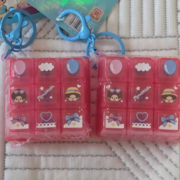 [BUNJANG] Monchhichi Pink 9-Key Clicker Keychain / 몬치치 핑크 9구 키캡 클릭커 키링 새상품 최저가