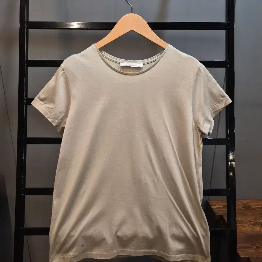 [BUNJANG] STATEMENT Cotton Round Neck Short Sleeve T-Shirt Beige / [M] 스테이트먼트 STATEMENT 코튼 라운드넥 반팔 티셔츠 베이지 1.9